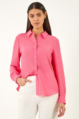 Roman Pink Textured Collared Shirt