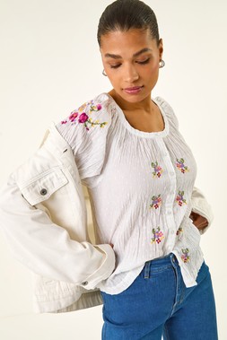 Roman Floral Cross Stitch Blouse