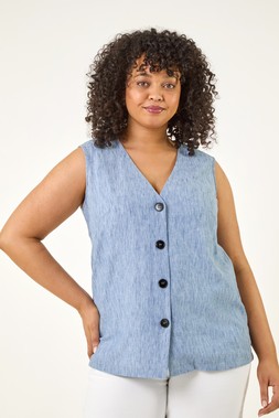 Roman Curve Buttoned Relaxed Waistcoat