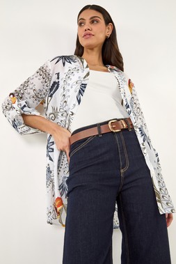 Roman Ivory Floral Print Collared Blouse