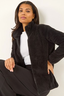 Roman Black Soft Sherpa Fleece Jacket