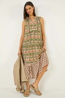 Roman Border Print Midi Smock Dress