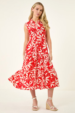 Petite Tiered Collared Shirt Dress