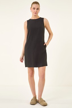 Roman Black Seam Detail Pocket Shift Dress