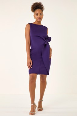 Roman Purple Tie Waist Premium Stretch Dress
