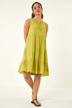Roman Cotton Trim Detail Smock Dress