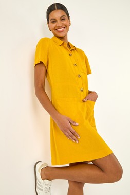 Roman Amber Buttoned Mini Shirt Dress