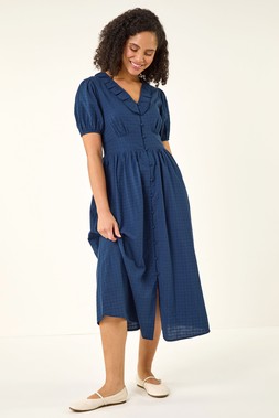 Roman Textured Frill Midi Dress