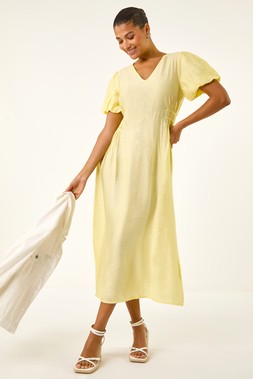 Roman Balloon Sleeve Midi Dress