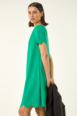 Green Scallop T-Shirt Stretch Dress