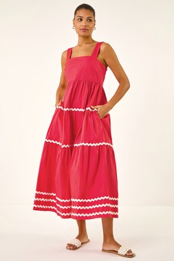 Roman Ric Rac Tiered Midi Dress