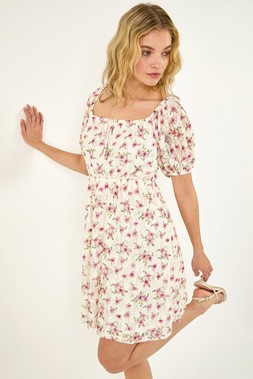 Dusk Ivory Lace Rose Print Dress