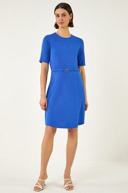 Roman Royal Blue Belted Fit & Flare Dress