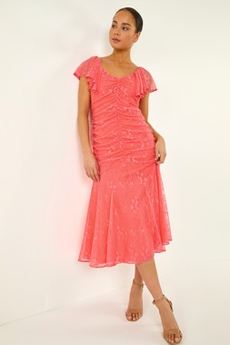 Roman Petite Lace Tiered Dress