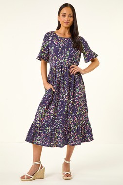 Petite Abstract Spot Midi Dress