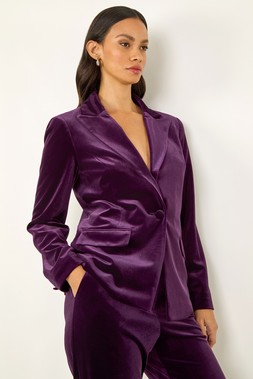 Dusk Purple Velvet Single Breasted Blazer