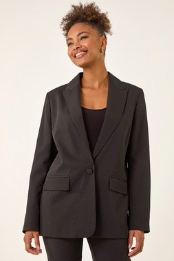 Roman Black Revere Collared Diamante Jacket