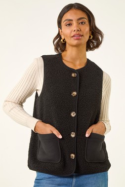 Roman Black Fleece Pocket Gilet