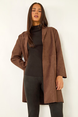 Roman Petite Chocolate Faux Suede Pocket Jacket