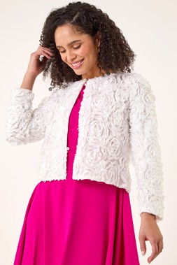Roman Ivory Rose Textured Jacket