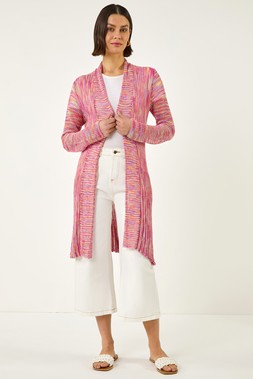 Roman Cerise Pointelle Longline Cardigan