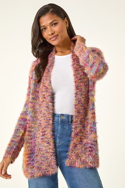 Roman Multi Fluffy Longline Cosy Cardigan
