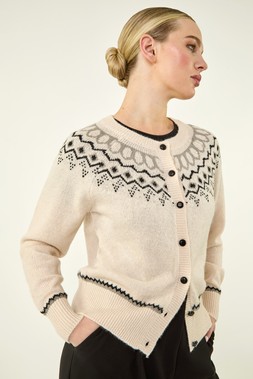 Roman Petite Ivory Fairisle Button Cardigan