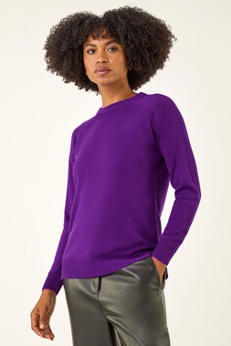 Roman Purple Plain Soft Crew Neck Jumper