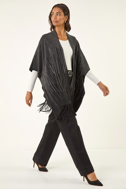 Black Sparkly Knit Poncho