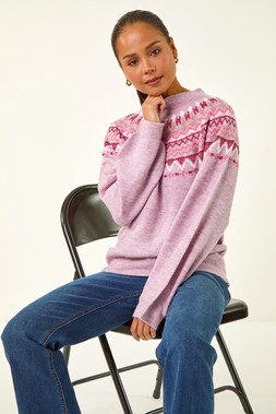 Roman Petite Pink Fairisle Knit Jumper