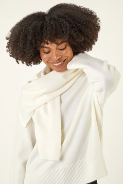 Roman Ivory Wrap Neck Knit Jumper