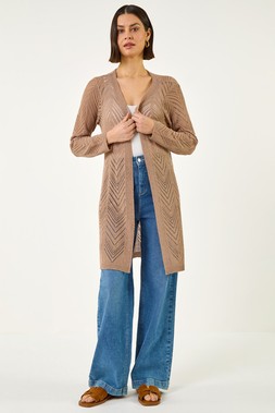 Roman Taupe Knitted Longline Cardigan