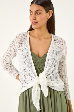Roman Ivory Light Weight Stitch Shrug