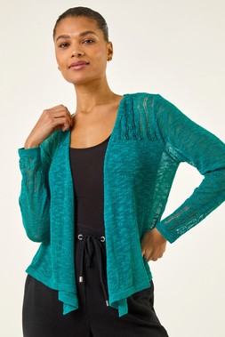 Roman Teal Textured Knit Shrug