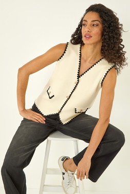 Dusk Ivory Contrast Knit Waistcoat