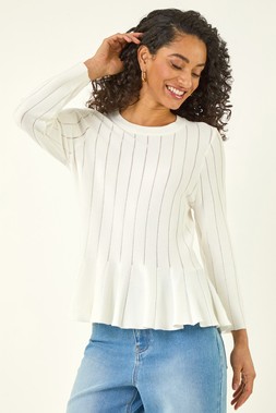 Dusk Ivory Peplum Knitted Top