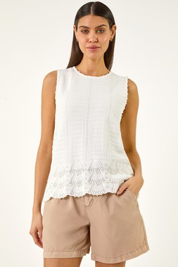 Roman White Pearl Trim Knitted Vest