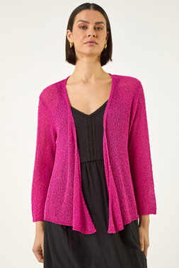 Roman Cerise Textured Shimmer Knit Shrug