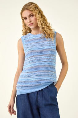 Roman Light Blue Stripe Knitted Vest