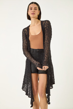 Roman Popcorn Knit Longline Cardigan