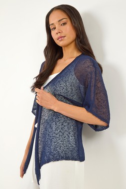 Roman Petite Navy Textured Cardigan