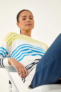 Petite Blue Stripe Knit Jumper