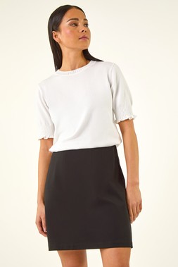 Roman Petite Black Ponte Stretch Pencil Skirt