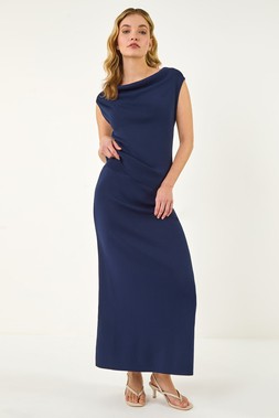 Dusk Navy Knitted Midi Skirt