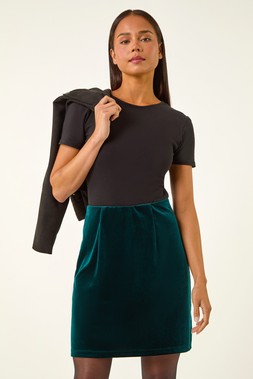 Roman Petite Forest Velvet Stretch Skirt