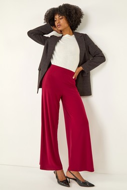 Roman Wine Wide Leg Stretch Trousers