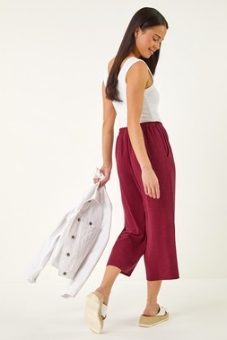 Roman Petite Wine Linen Mix Cropped Trouser