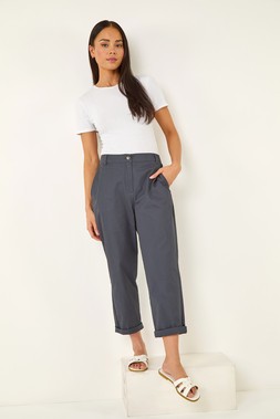 Petite Charcoal Cotton Stretch Chino Trouser