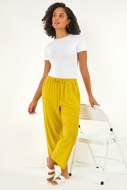 Roman Ochre Cropped Linen Trouser