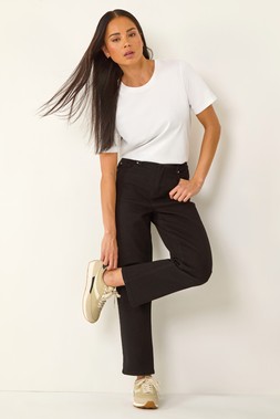 Roman Petite Black Stretch Straight Leg Jeans